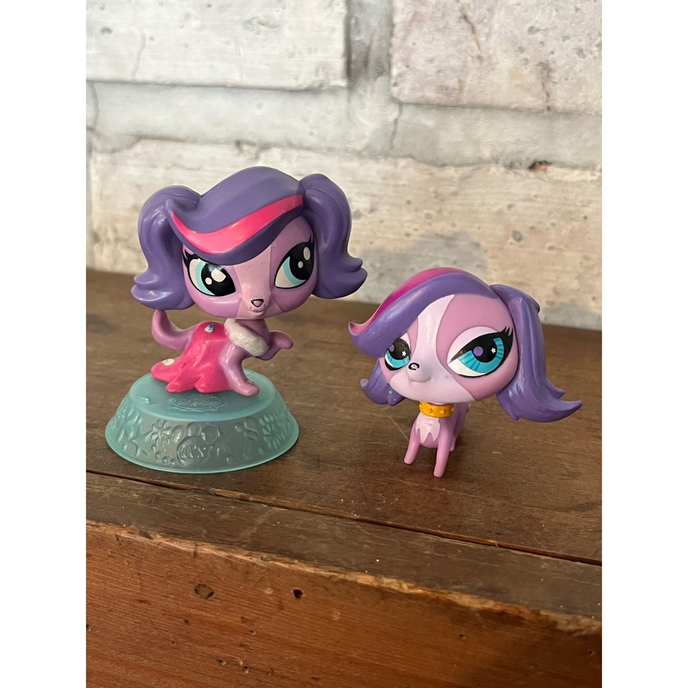 Littlest Pet Shop LPS‎ Zoe Trent King Charles Spaniel Set of 2 Purple Puppy Dog